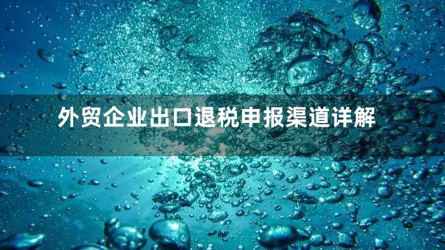 外贸企业出口退税申报渠道详解