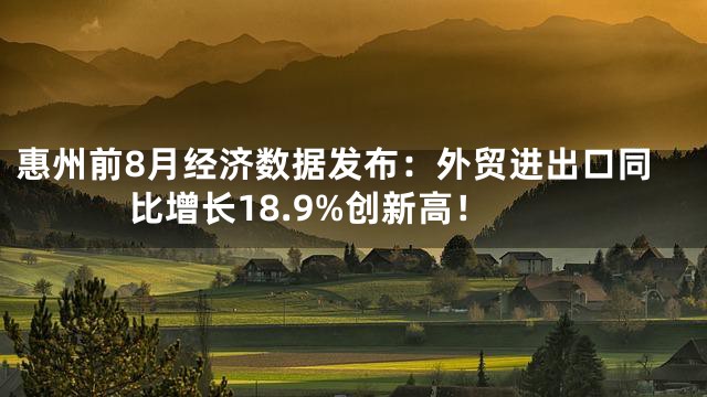 惠州前8月经济数据发布：外贸进出口同比增长18.9%创新高！