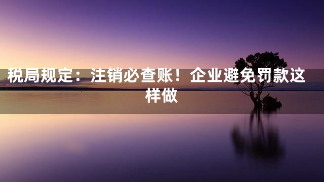 税局规定：注销必查账！企业避免罚款这样做