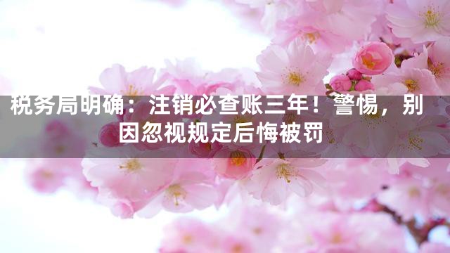 税务局明确：注销必查账三年！警惕，别因忽视规定后悔被罚