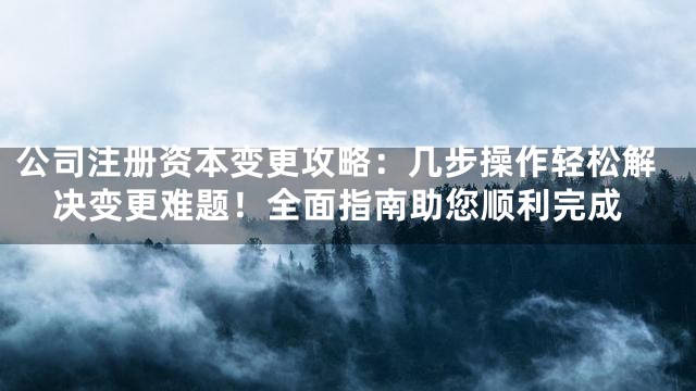 公司注册资本变更攻略：几步操作轻松解决变更难题！全面指南助您顺利完成