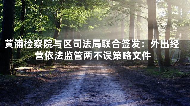 黄浦检察院与区司法局联合签发：外出经营依法监管两不误策略文件