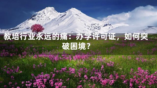 教培行业永远的痛：办学许可证，如何突破困境？