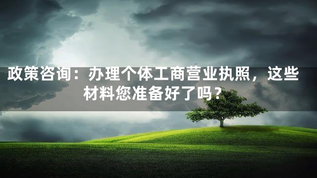 政策咨询：办理个体工商营业执照，这些材料您准备好了吗？