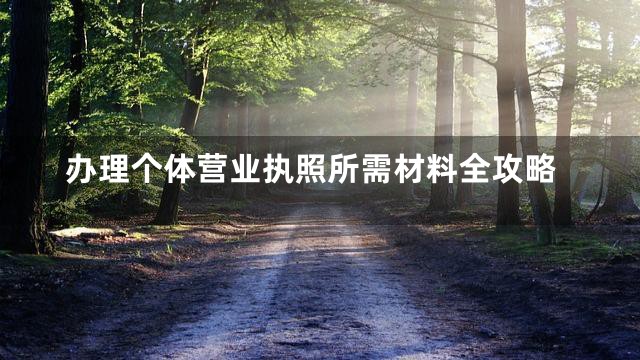 办理个体营业执照所需材料全攻略