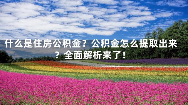 什么是住房公积金？公积金怎么提取出来？全面解析来了！
