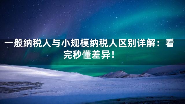 一般纳税人与小规模纳税人区别详解：看完秒懂差异！