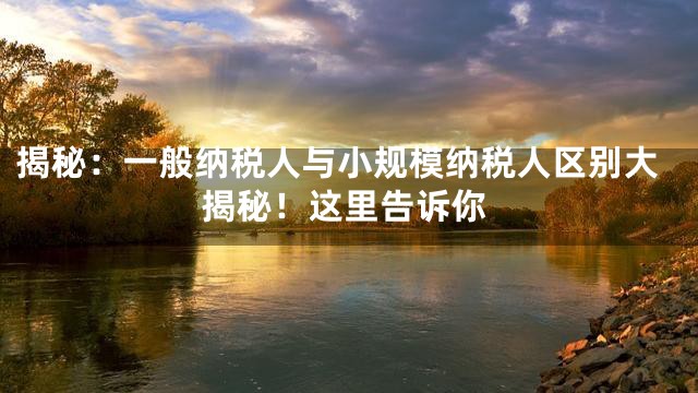 揭秘：一般纳税人与小规模纳税人区别大揭秘！这里告诉你