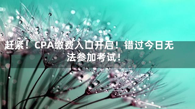 赶紧！CPA缴费入口开启！错过今日无法参加考试！