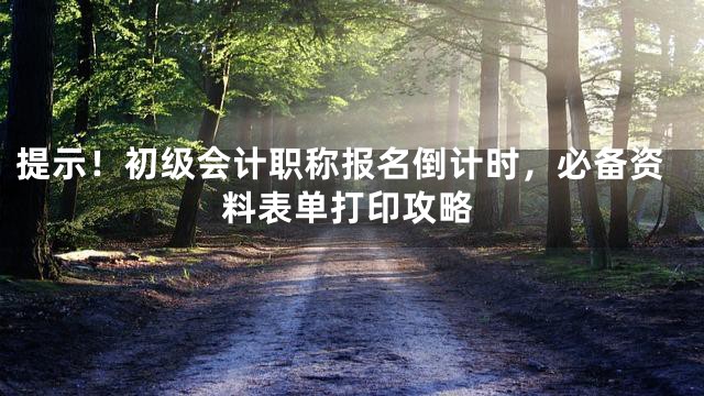 提示！初级会计职称报名倒计时，必备资料表单打印攻略