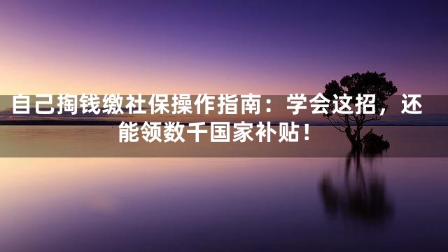 自己掏钱缴社保操作指南：学会这招，还能领数千国家补贴！