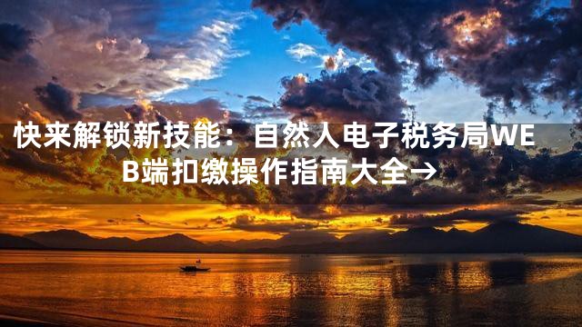 快来解锁新技能：自然人电子税务局WEB端扣缴操作指南大全→