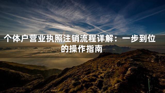 个体户营业执照注销流程详解：一步到位的操作指南