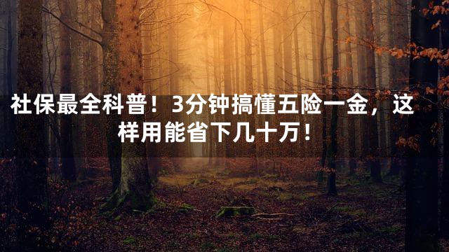 社保最全科普！3分钟搞懂五险一金，这样用能省下几十万！