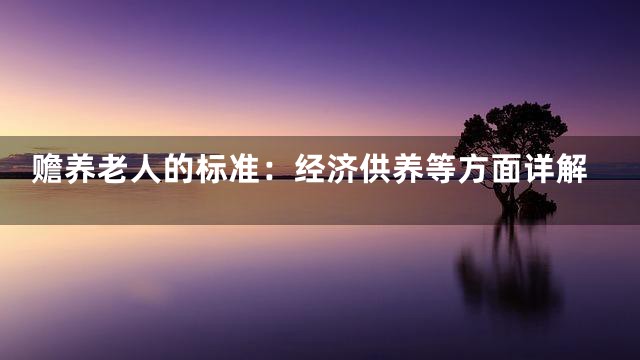 赡养老人的标准：经济供养等方面详解