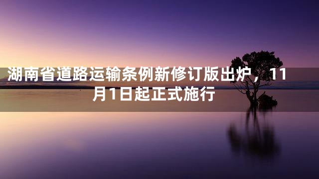 湖南省道路运输条例新修订版出炉，11月1日起正式施行