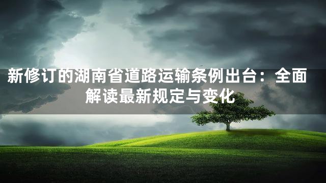 新修订的湖南省道路运输条例出台：全面解读最新规定与变化