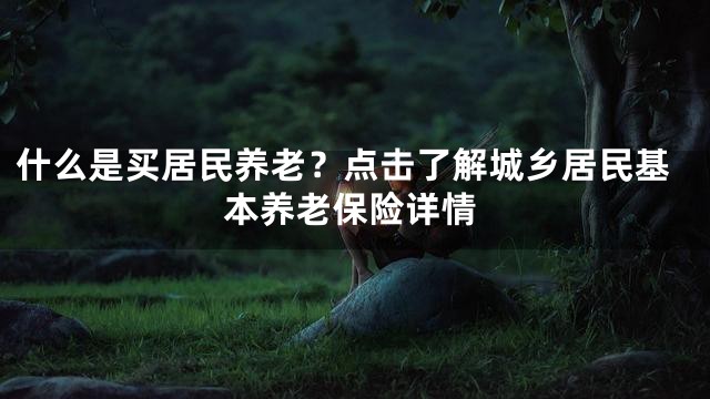 什么是买居民养老？点击了解城乡居民基本养老保险详情