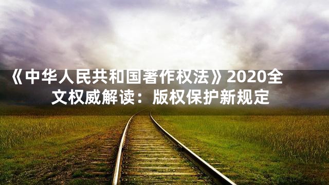 《中华人民共和国著作权法》2020全文权威解读：版权保护新规定