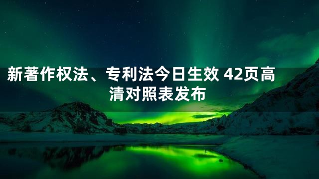新著作权法、专利法今日生效 42页高清对照表发布