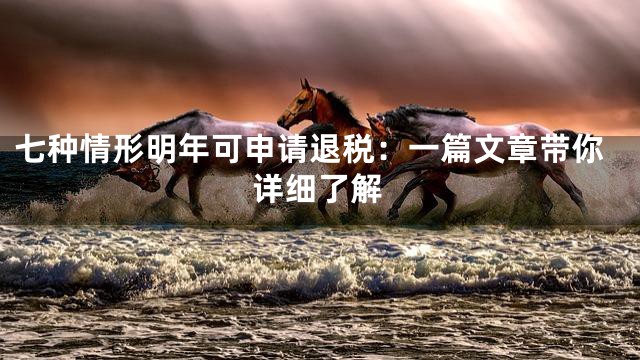 七种情形明年可申请退税：一篇文章带你详细了解