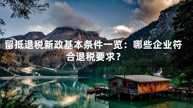 留抵退税新政基本条件一览：哪些企业符合退税要求？