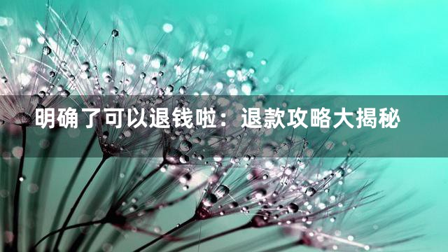 明确了可以退钱啦：退款攻略大揭秘