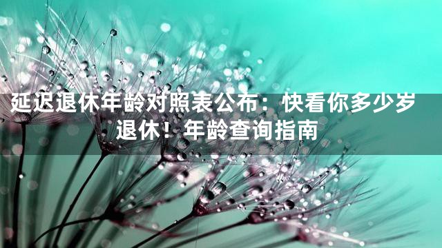 延迟退休年龄对照表公布：快看你多少岁退休！年龄查询指南