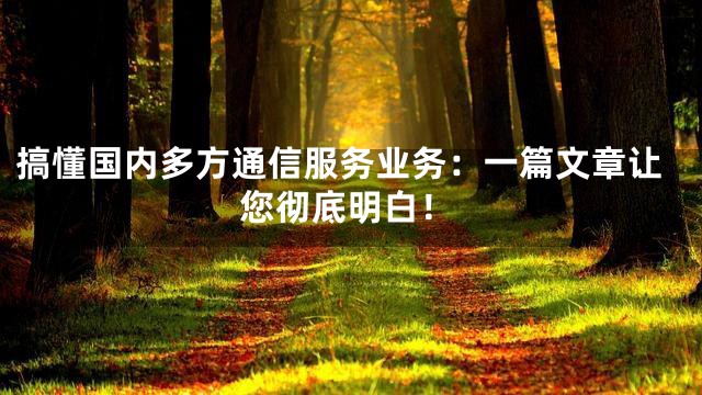 搞懂国内多方通信服务业务：一篇文章让您彻底明白！