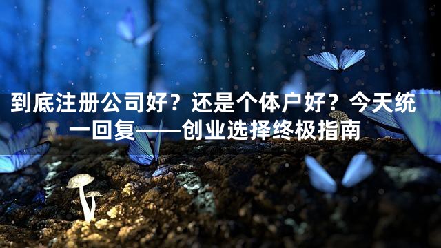 到底注册公司好？还是个体户好？今天统一回复——创业选择终极指南