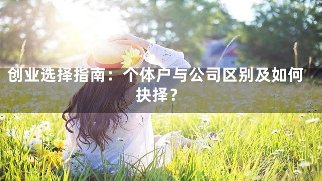 创业选择指南：个体户与公司区别及如何抉择？