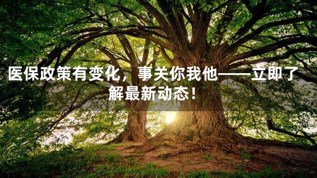 医保政策有变化，事关你我他——立即了解最新动态！
