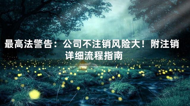 最高法警告：公司不注销风险大！附注销详细流程指南