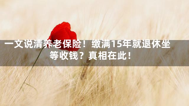 一文说清养老保险！缴满15年就退休坐等收钱？真相在此！