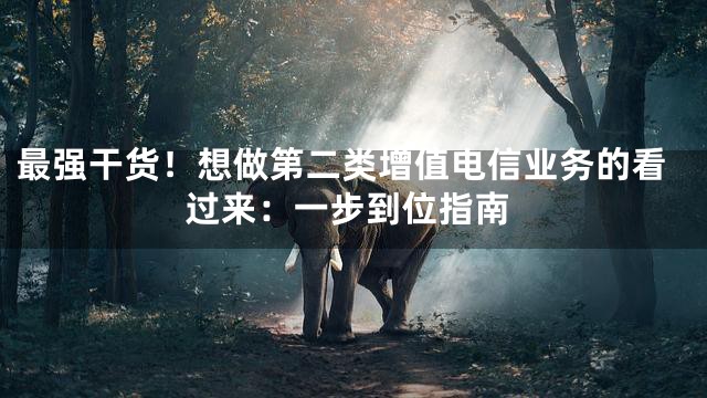 最强干货！想做第二类增值电信业务的看过来：一步到位指南