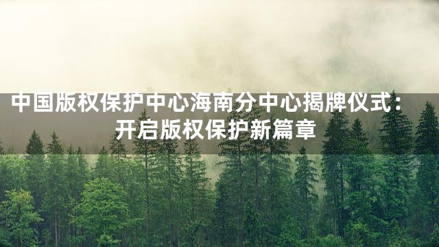 中国版权保护中心海南分中心揭牌仪式：开启版权保护新篇章