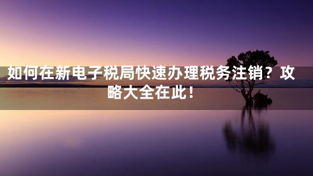 如何在新电子税局快速办理税务注销？攻略大全在此！