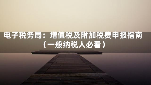 电子税务局：增值税及附加税费申报指南（一般纳税人必看）
