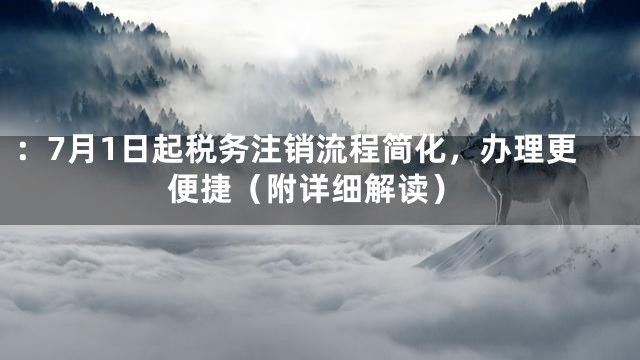 ：7月1日起税务注销流程简化，办理更便捷（附详细解读）