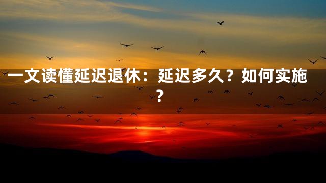 一文读懂延迟退休：延迟多久？如何实施？