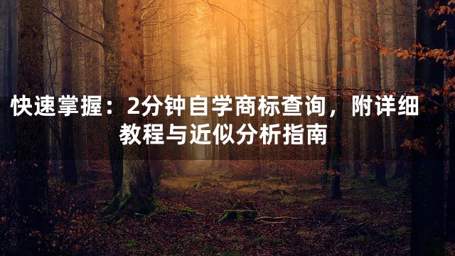 快速掌握：2分钟自学商标查询，附详细教程与近似分析指南
