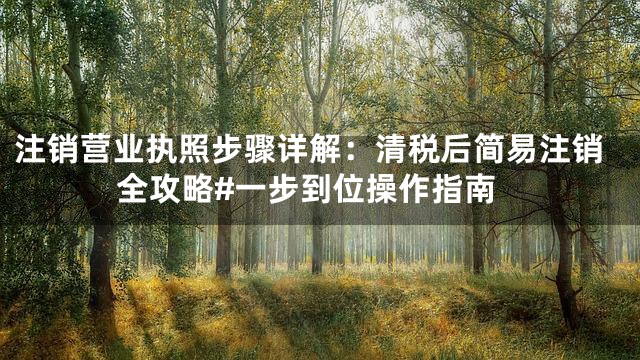 注销营业执照步骤详解：清税后简易注销全攻略#一步到位操作指南