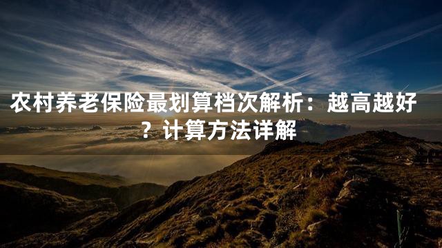 农村养老保险最划算档次解析：越高越好？计算方法详解