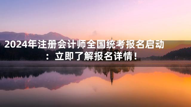 2024年注册会计师全国统考报名启动：立即了解报名详情！
