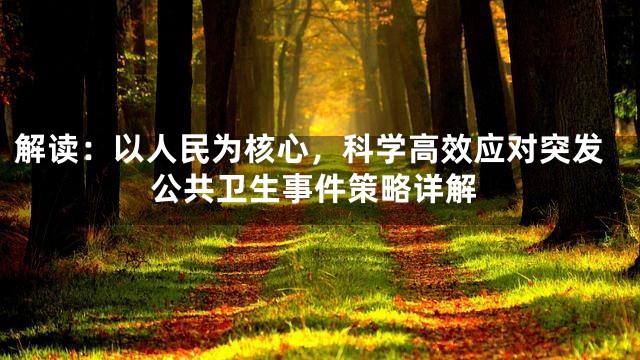 解读：以人民为核心，科学高效应对突发公共卫生事件策略详解