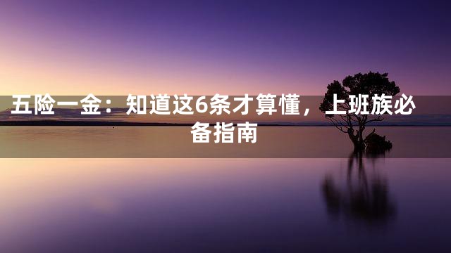 五险一金：知道这6条才算懂，上班族必备指南