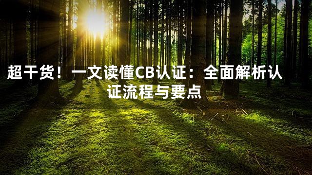 超干货！一文读懂CB认证：全面解析认证流程与要点