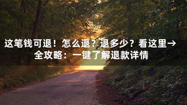 这笔钱可退！怎么退？退多少？看这里→全攻略：一键了解退款详情