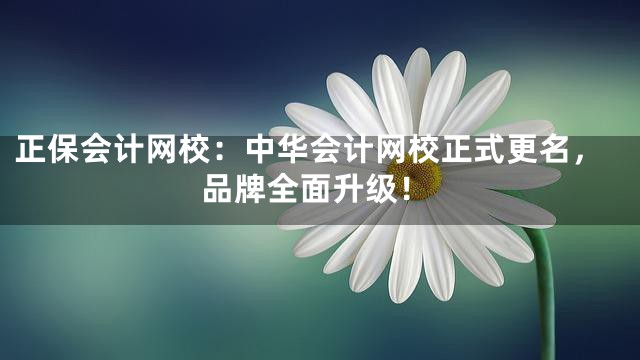 正保会计网校：中华会计网校正式更名，品牌全面升级！