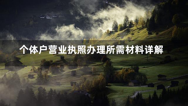 个体户营业执照办理所需材料详解